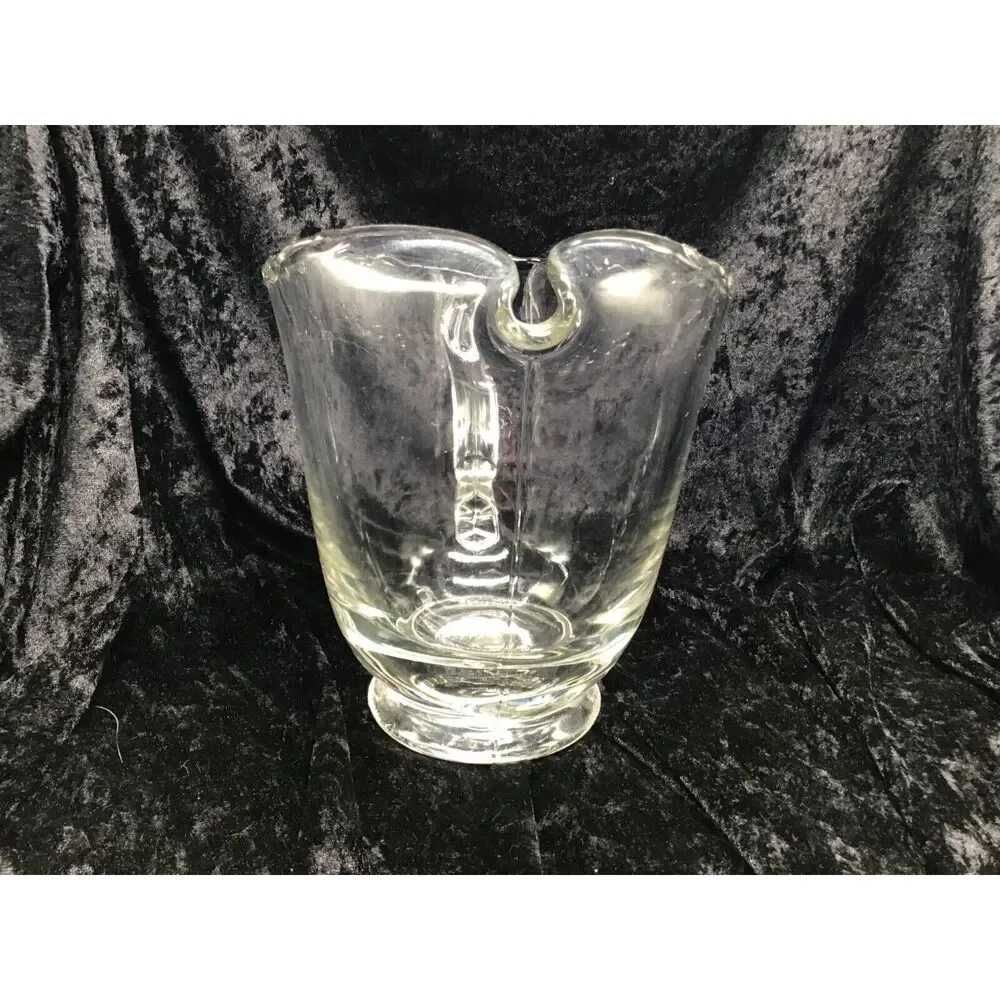 Vintage Fostoria Glass Ice Lip Water Pitcher Clear Mid Century Glassware Cottage